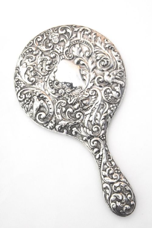 fig 1. Edwardian Embossed Silver Hand Mirror 1907