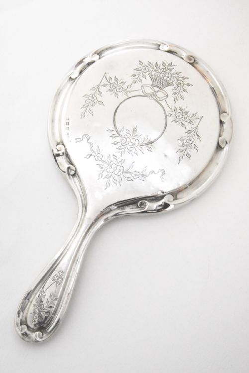 Engraved Silver Hand Mirror 1916