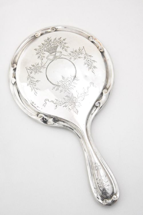 fig 1. Engraved Silver Hand Mirror 1916