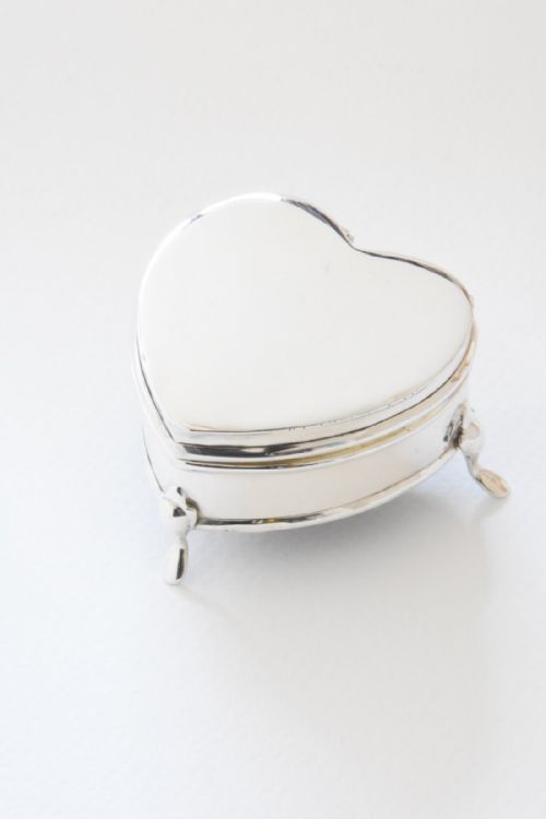 Edwardian Solid Silver Heart-shaped Trinket Box 1908