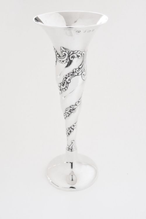 fig 3. Edwardian Solid Silver Embossed Vase 1903