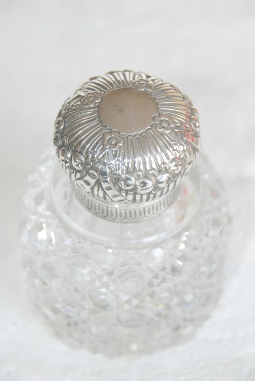 fig 3. Silver Mounted Hobnail Cut Crystal Inkwell 1890
