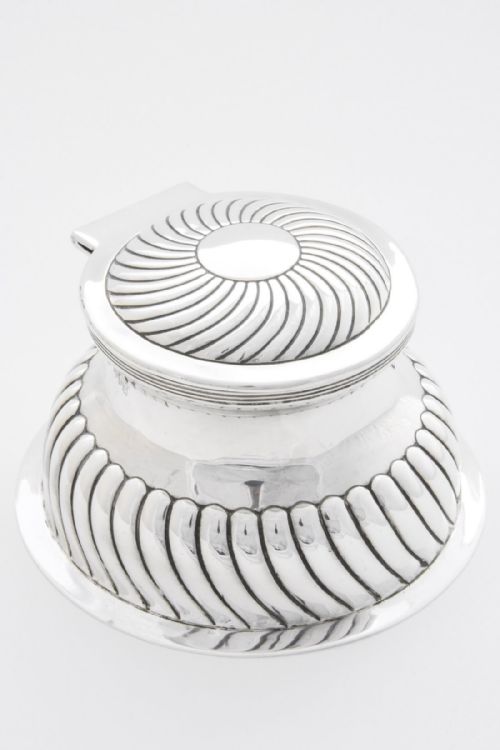 Victorian Silver & Glass Inkwell 1900