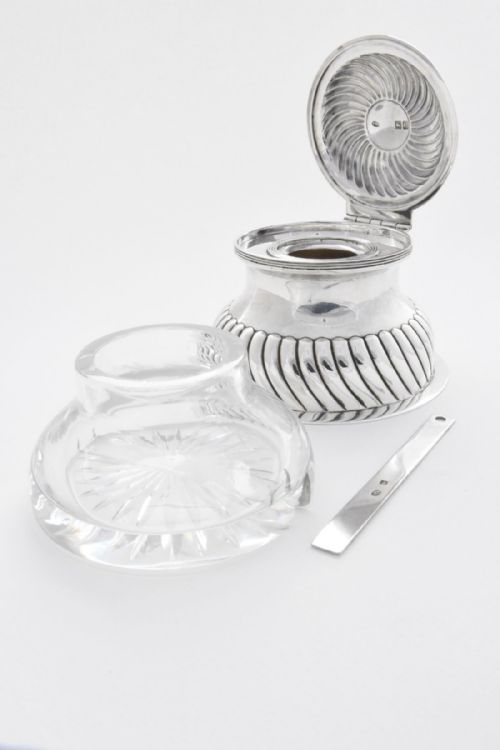 fig 4. Victorian Silver & Glass Inkwell 1900