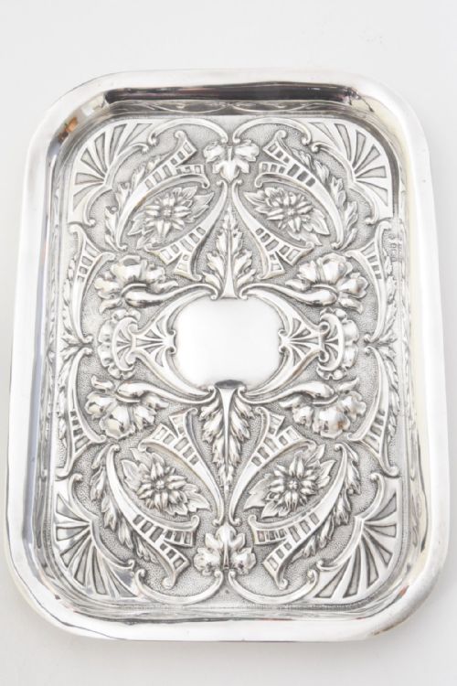 Solid Silver Embossed Dressing Table Tray 1910