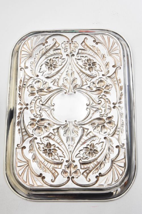 fig 1. Solid Silver Embossed Dressing Table Tray 1910