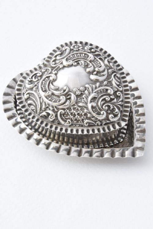 fig 1. Solid Silver Heart Shaped Trinket Box and Tray 1900
