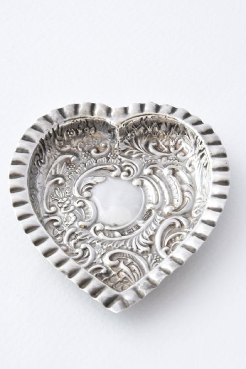 fig 2. Solid Silver Heart Shaped Trinket Box and Tray 1900