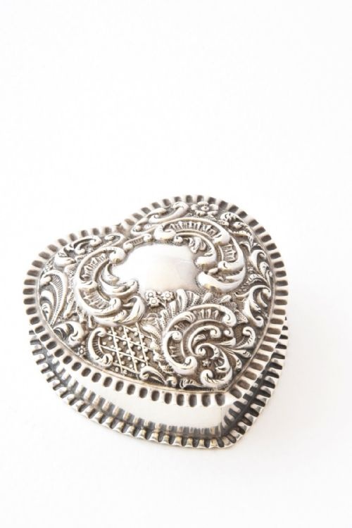 fig 3. Solid Silver Heart Shaped Trinket Box and Tray 1900