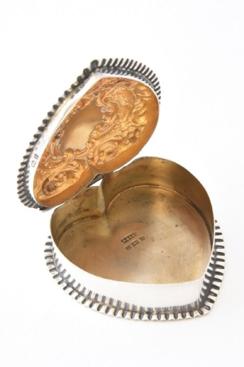 fig 4. Solid Silver Heart Shaped Trinket Box and Tray 1900