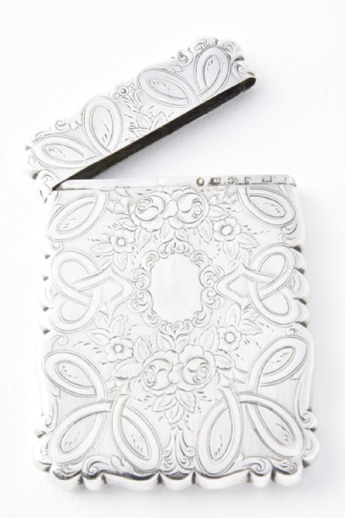 fig 4. Victorian Solid Silver Card Case 1861 - Frederick Marson