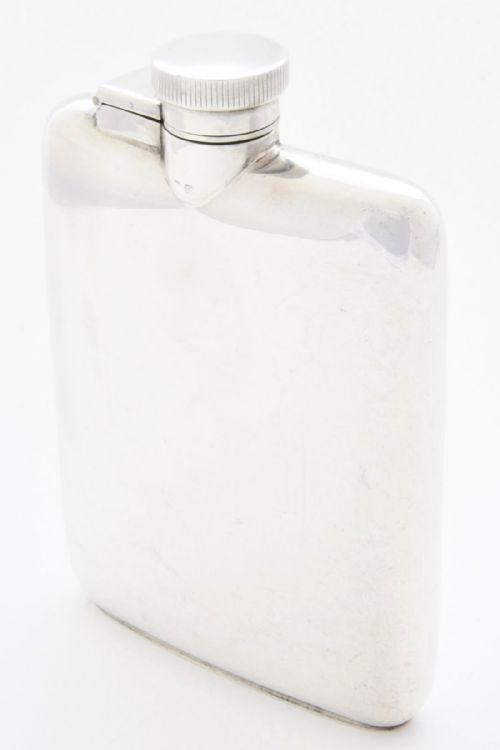 Solid Silver Hip Flask 1927
