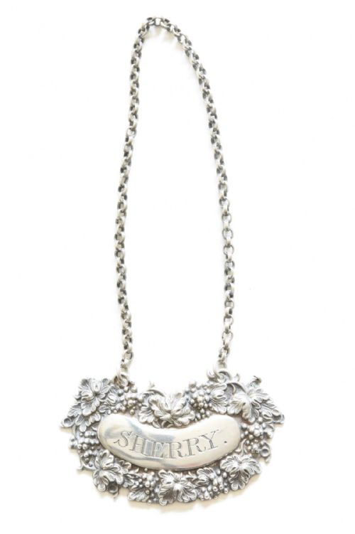 fig 1. George IV Solid Silver Decanter Label for Sherry 1828