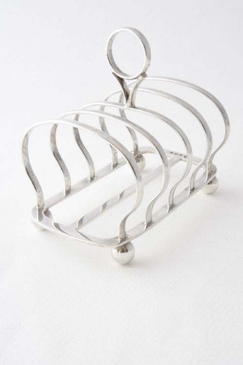 fig 1. Antique Four Division Solid Silver Toast Rack 1906