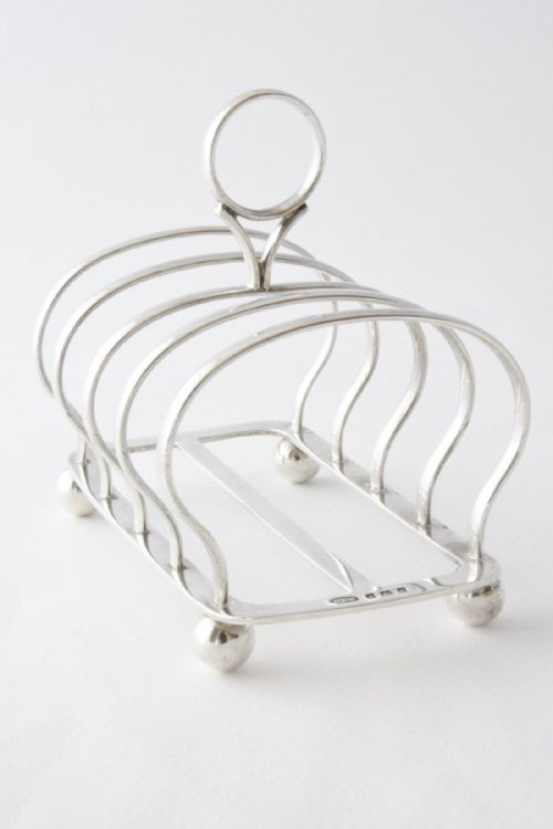 fig 3. Antique Four Division Solid Silver Toast Rack 1906