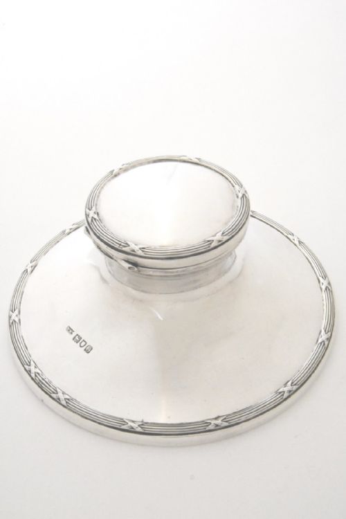 fig 1. Large Edwardian Silver Capstan Inkwell 1909