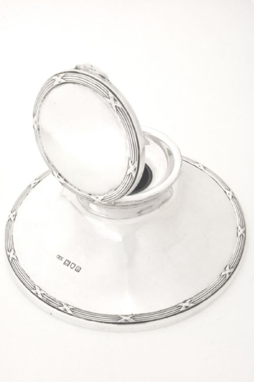 fig 2. Large Edwardian Silver Capstan Inkwell 1909