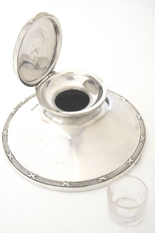 fig 3. Large Edwardian Silver Capstan Inkwell 1909