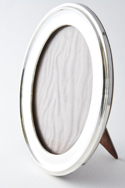 Antique Oval Silver Oak Backed Photo Frame 1912
