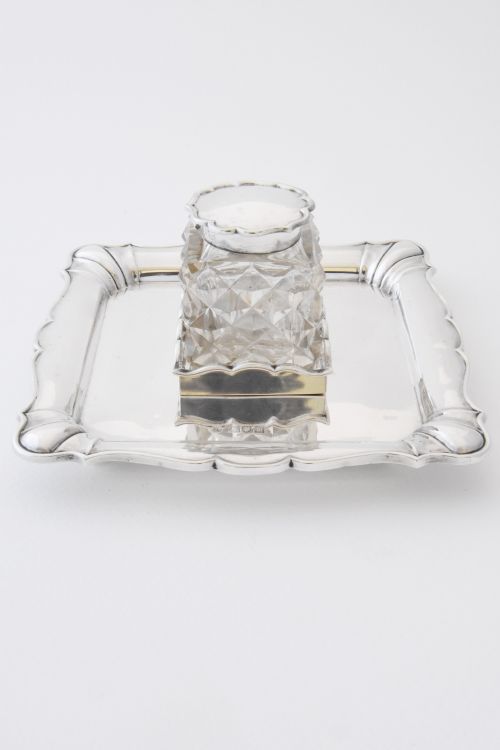 fig 2. Silver Mounted Inkwell and Solid Silver Stand 1908