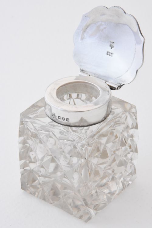fig 4. Silver Mounted Inkwell and Solid Silver Stand 1908
