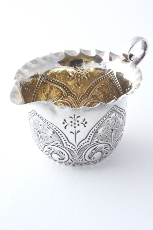 Victorian Embossed Silver Cream Jug 1892
