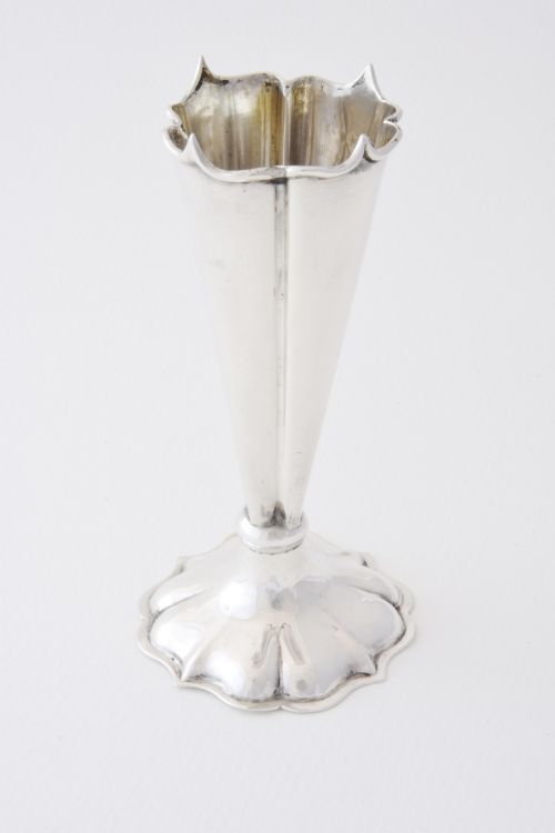 fig 1. Edwardian Solid Silver Trumpet Vase 1910