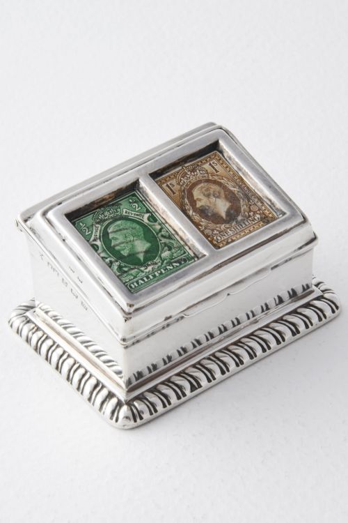 Solid Silver Double Stamp Box 1911