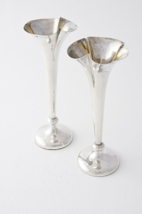 Pair of Edwardian Silver Bud Vases 1903
