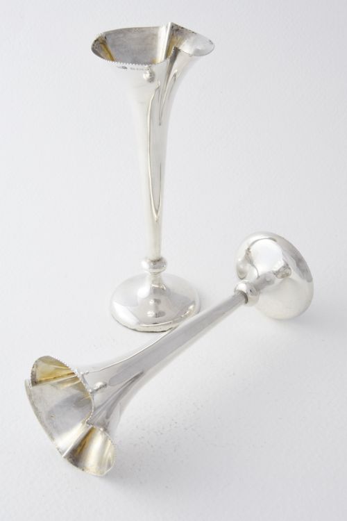 fig 1. Pair of Edwardian Silver Bud Vases 1903