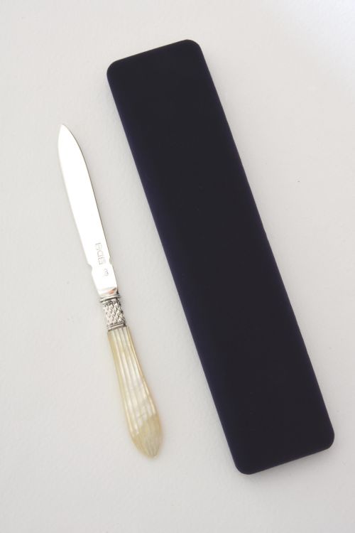 fig 3. Edwardian Silver Letter Opener with Mother of Pearl Handle 1902