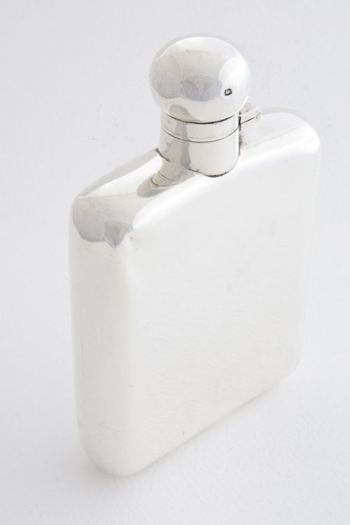 fig 1. Large Solid Silver Hip Flask 1929