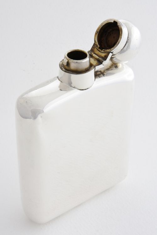 fig 2. Large Solid Silver Hip Flask 1929