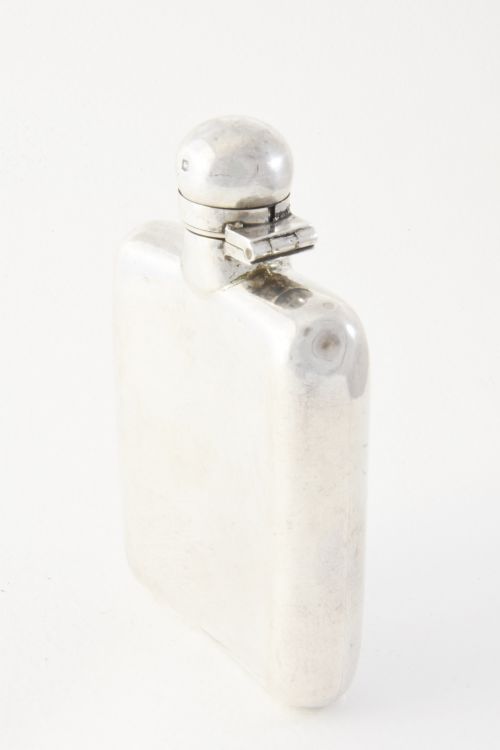Solid Silver Hip Flask 1921