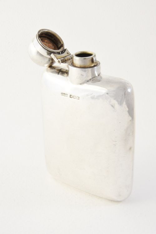 fig 2. Solid Silver Hip Flask 1921