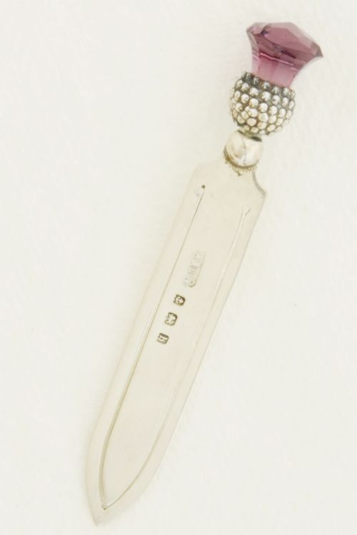 Solid Silver Bookmark Set with Amethyst Stone 1907