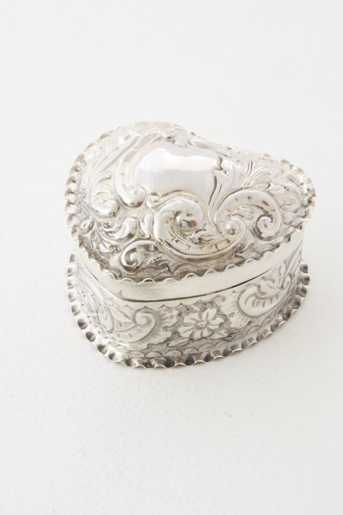 Heart Shaped Solid Silver Trinket Box 1894