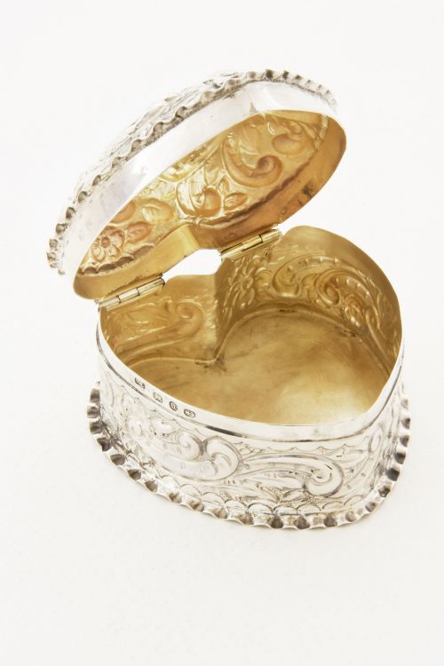 fig 3. Heart Shaped Solid Silver Trinket Box 1894