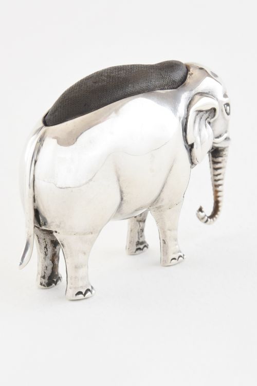 fig 2. Large Edwardian Silver Elephant Pin Cushion 1906