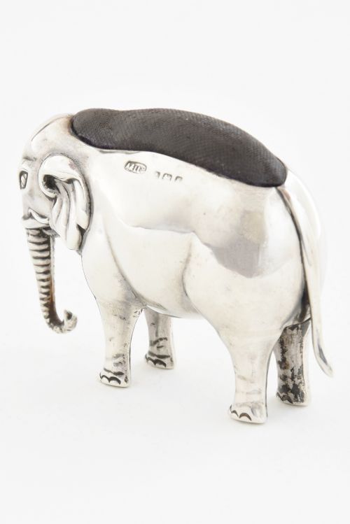 fig 3. Large Edwardian Silver Elephant Pin Cushion 1906