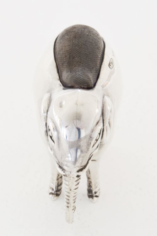 fig 4. Large Edwardian Silver Elephant Pin Cushion 1906