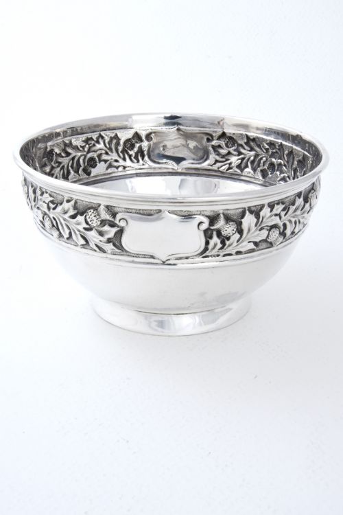 Celtic & Scottish Decorated Solid Silver Bowl 1908