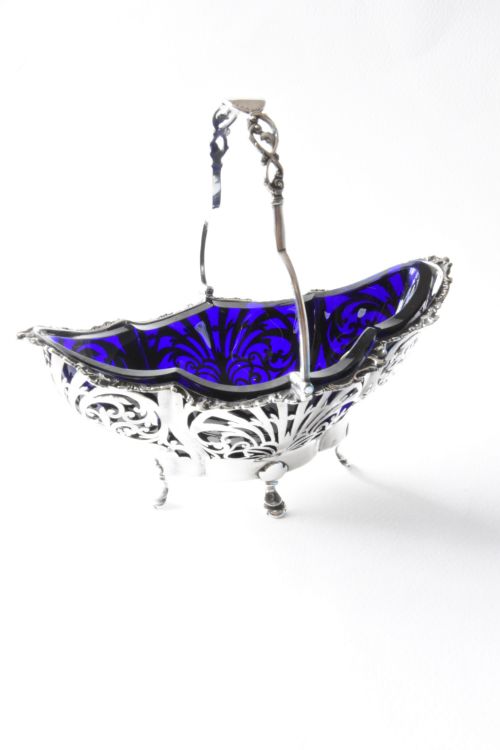 Pierced Silver Swing Handled Basket 1913