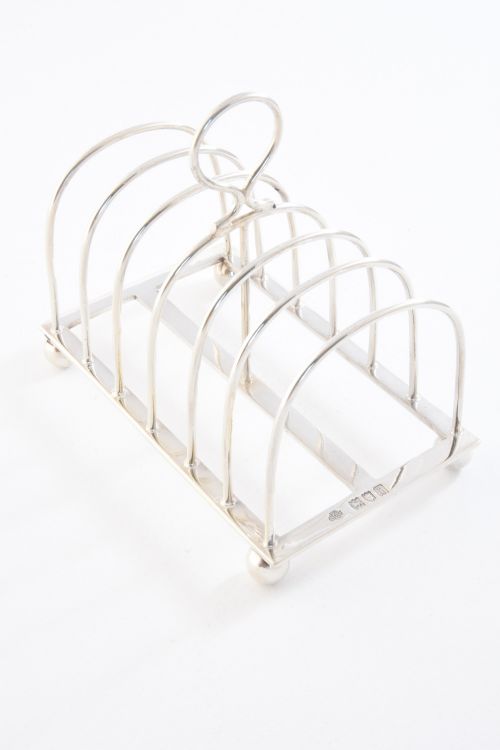 Edwardian Solid Silver Six Slice Toast Rack 1904