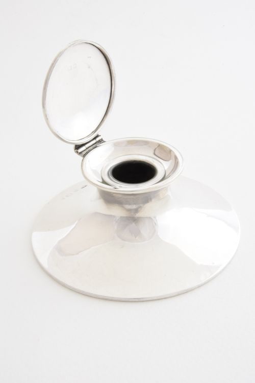 Edwardian Solid Silver Capstan Inkwell 1905
