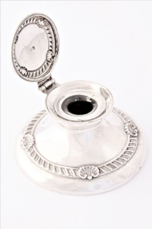 fig 3. Small Antique Silver Capstan Inkwell 1918