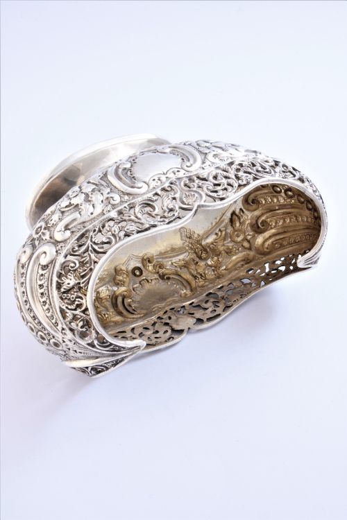 fig 3. Rare Navette Shaped Victorian Antique Silver Bowl 1895