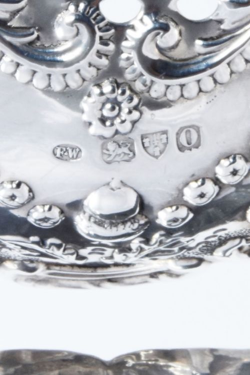 fig 5. Large Solid Silver Circular Swing Handle Basket - Chester 1897