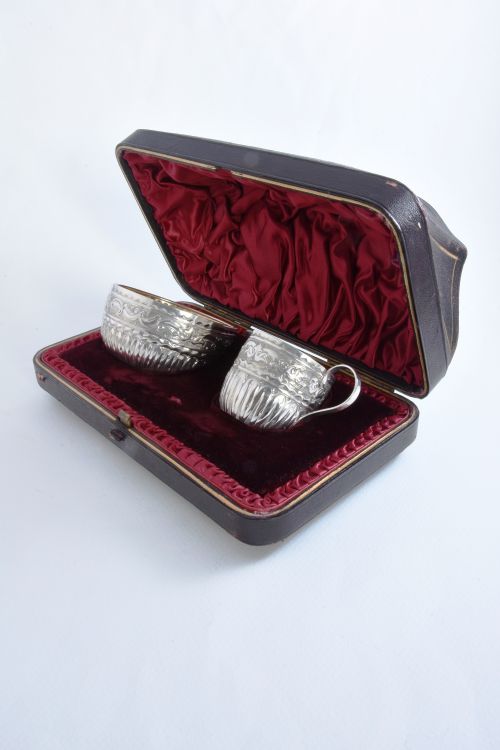 fig 5. Victorian Cased Antique Silver Cream Jug and Sugar Bowl 1889