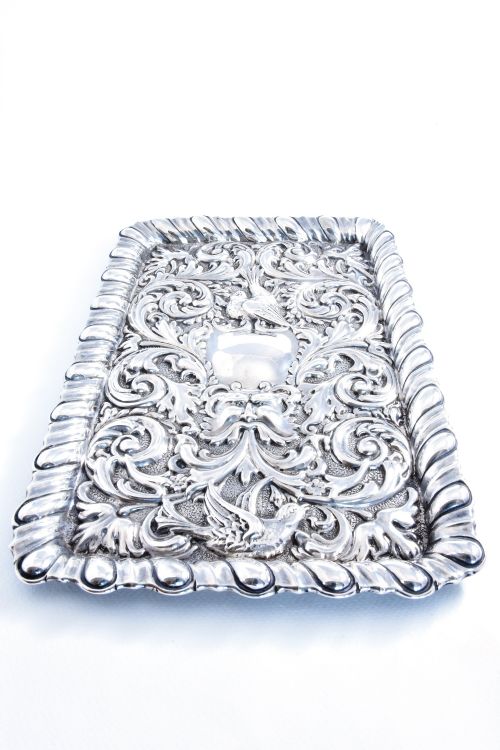 fig 1. Large Victorian Solid Silver Dressing Table Tray - Chester 1900
